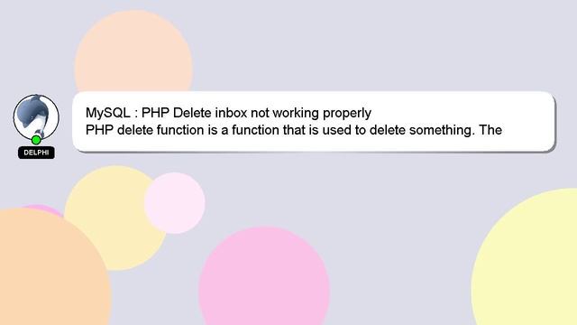 MySQL : PHP Delete inbox not working properly смотреть онлайн