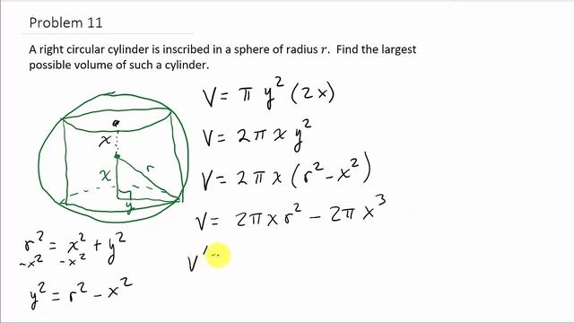 Optimization: Find Cylinder With Largest Volume Inscribed in a Sphere смотреть онлайн