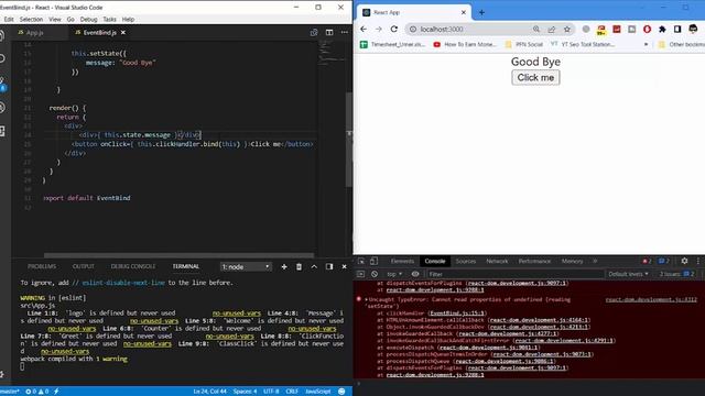 ReactJS Tutorial | Binding Event Handlers | Part 14 смотреть онлайн
