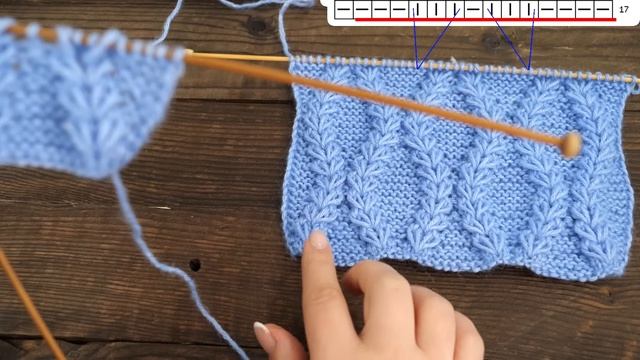 ? Узор «Венок из колосков» спицами ? смотреть онлайн