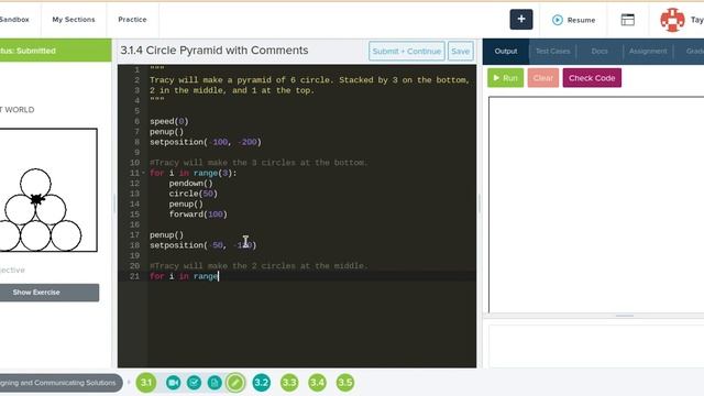 3.1.4 Circle Pyramid with Comments | CodeHS | Python Turtle смотреть онлайн