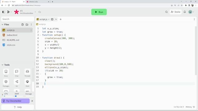Animating a Ball with p5.js: Creating Interactive Graphics with Code смотреть онлайн