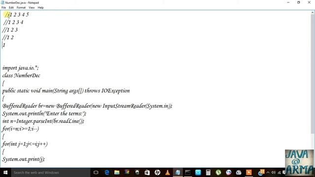 Nested loops Java Patterns 7 by taking input from user смотреть онлайн