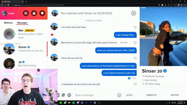 PULLING TINDER GIRLS ON VALENTINE'S DAY... (FULL STREAM)