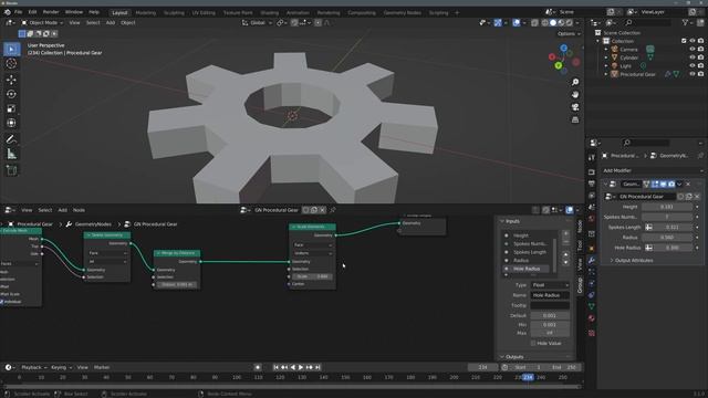 Blender 3.1 Procedural Gear with Geometry Nodes Tutorial смотреть онлайн