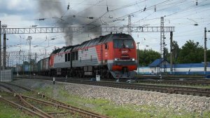 Тепловоз 2ТЭ25КМ-0005. Отправление.
