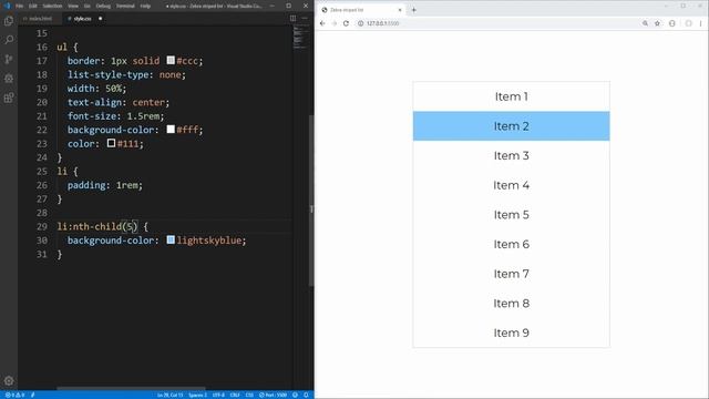 Zebra-Striped List (HTML & CSS) смотреть онлайн