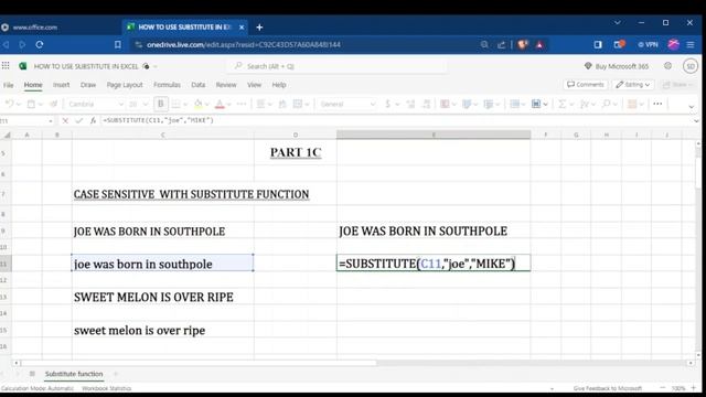 HOW TO USE SUBSTITUTE FUNCTION IN EXCEL PART 1C смотреть онлайн