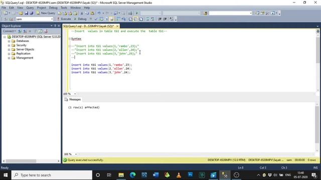Insert values into tables in SQL смотреть онлайн