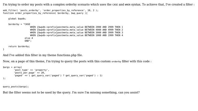 Wordpress: Sorting query_posts() with a complex orderby filter смотреть онлайн