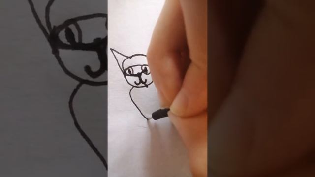 Рисую кота не отрывая руку от бумаги! смотреть онлайн