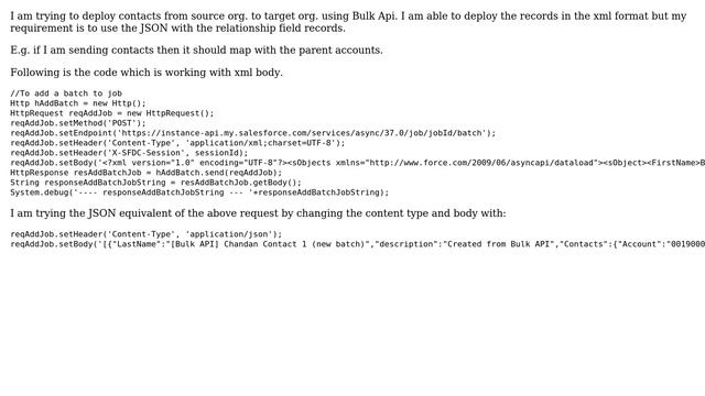 Salesforce: Unable to deploy relationship field records (JSON format) using Bulk Api смотреть онлайн