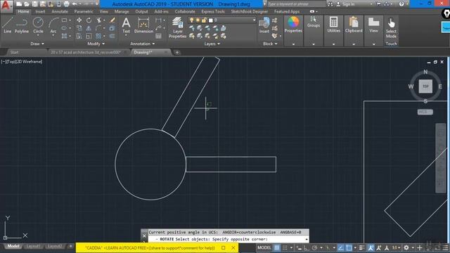 autocad2019 [19] rotate tool all option explained. смотреть онлайн