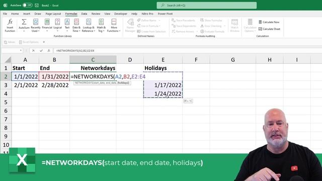 Excel NETWORKDAYS Function | Find working days | Excel One Minute Quick Reference смотреть онлайн
