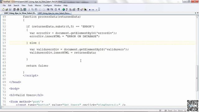 Website Design with PHP & MYSQL - 113 - PHP With Ajax - Using Ajax To Show SQL Results смотреть онлайн