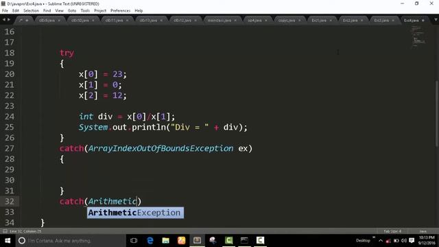 Try with multiple catch in Java Program смотреть онлайн