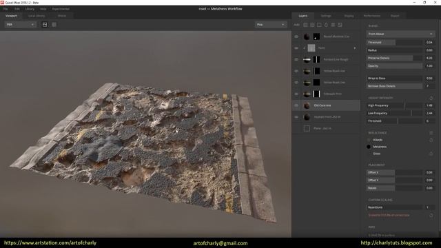 Quixel Mixer road in UE4 and 3ds max. Part 3. Сreation of the damaged asphalt with puddles. смотреть онлайн
