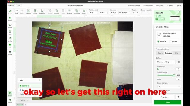 Creating Watermark effect on Leather Coaster with xTool M1 смотреть онлайн