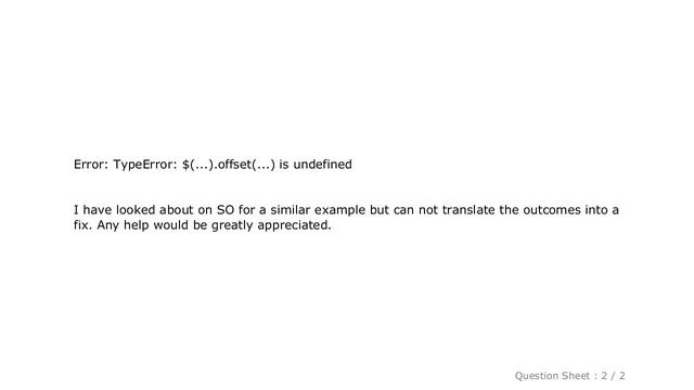 CSS : TypeError jQuery offset().top is undefined смотреть онлайн