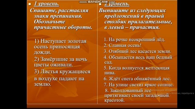 Урок русского языка в 7 классе. Морфологический разбор причастия смотреть онлайн