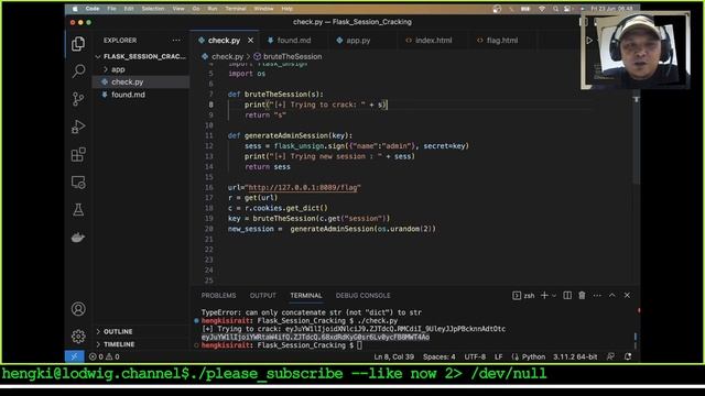 Flask Python Session Secret Key Brute Force смотреть онлайн