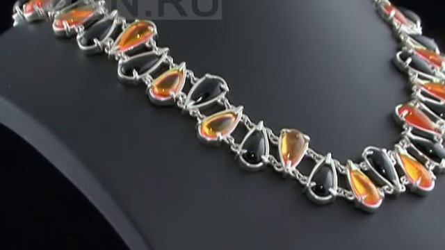 Колье серебряное с янтарем смотреть онлайн