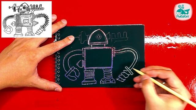 Гравюра для детей / Рисуем РОБОТА в гравюре смотреть онлайн