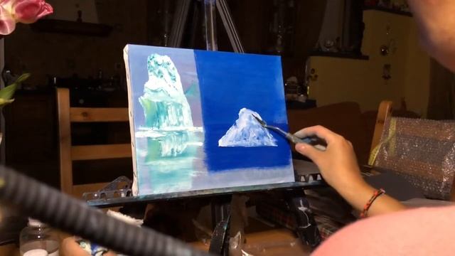 Айсберги мастихином //#oilpainting #урокрисования #EasyArt