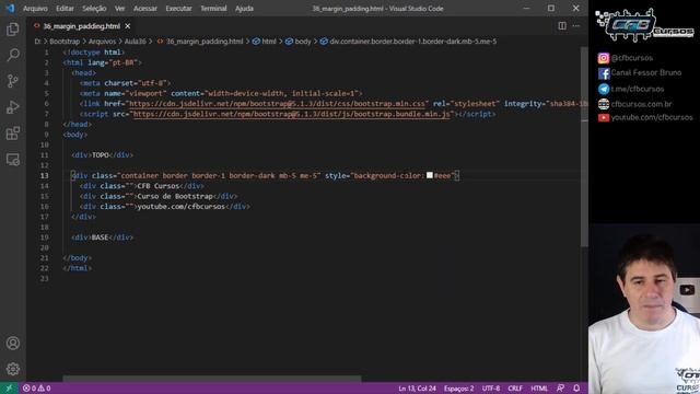 Espaçamento interno [padding] e externo [margin] em [Bootstrap] - Curso de Bootstrap - Aula 36 смотреть онлайн