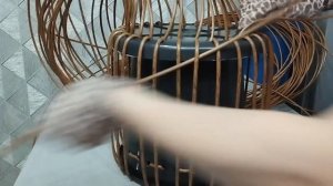 Кашпо-кадушка с ручками из ротанга Кашпо прямое Кашпо кадка с ручками из ротанга