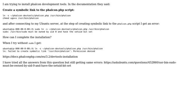 Ubuntu: Permission denied to create a symbolic link; sudo errors out смотреть онлайн