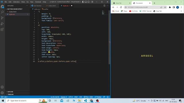 Button Hover Effect using html & CSS & Javascript || Learning With us Web Design Course смотреть онлайн