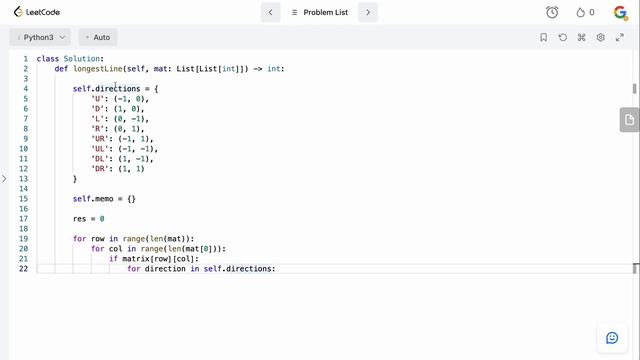 LONGEST LINE OF CONSECUTIVE ONES | LEETCODE 562 | PYTHON DFS SOLUTION смотреть онлайн