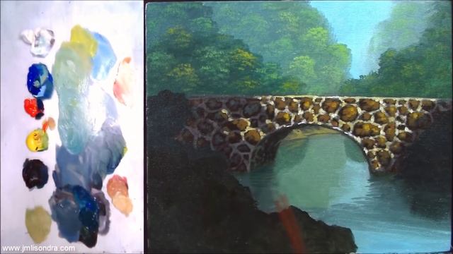 Autumn On Concrete Bridge | Acrylic Landscape Painting In Time Lapse By JM Lisondra