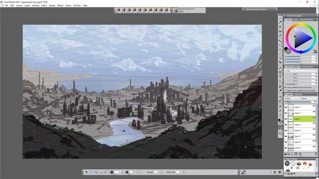 Corel Painter 2018 - City sketch (Davey Baker) смотреть онлайн