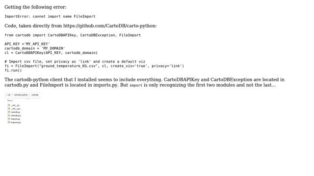 GIS: Unable to import FileImport from cartodb-python client смотреть онлайн