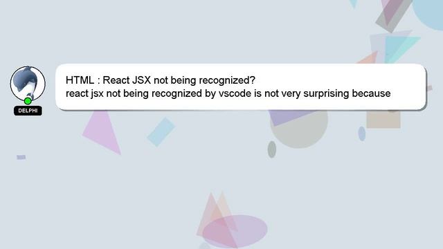 HTML : React JSX not being recognized? смотреть онлайн