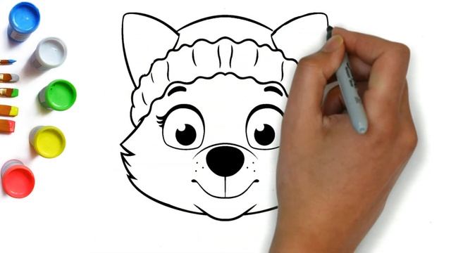 Как нарисовать собаку Эверест из мультика про собак спасателей Щенячий патруль рисунки для детей смотреть онлайн