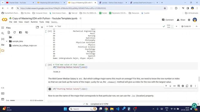 Mastering Exploratory Data Analysis (EDA) in Python | Hands-on-Coding | Project 1 Basics of Pandas смотреть онлайн