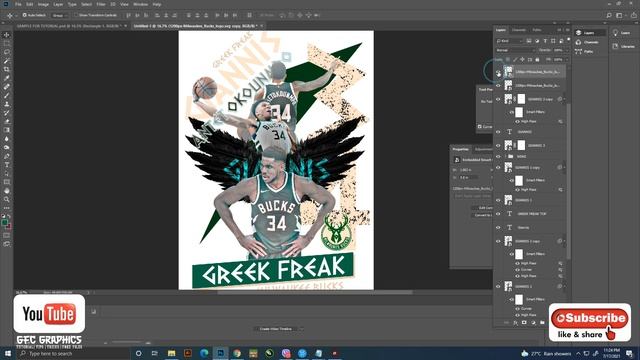 PHOTOSHOP TUTORIAL PART 2 - GIANNIS FAN ART DESIGN смотреть онлайн