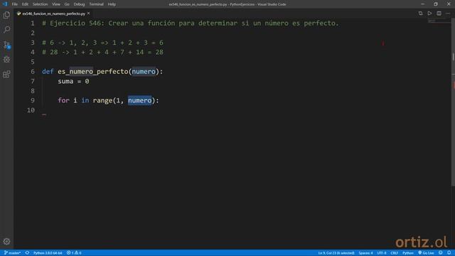 Python - Ejercicio 546: Crear una Función para Determinar si un Número es Perfecto смотреть онлайн