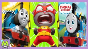 Говорящий Том Погоня Героев vs Томас и его Друзья.Погоня Супергероев против Гонки Паровозиков