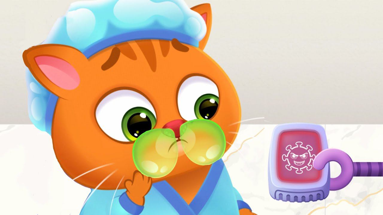 Суровый КОТИК БУБУ 2 №3. Бубу заболел. У кота болит горло. Мультик ИГРА про котят на Хвостик ТВ смотреть онлайн