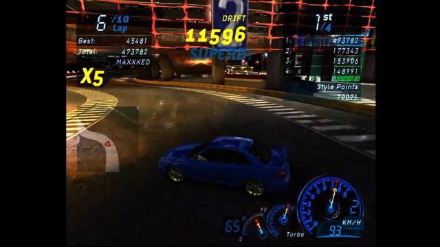 NFS Underground | 963025 scores | 10 Laps | Drift Track 7 смотреть онлайн