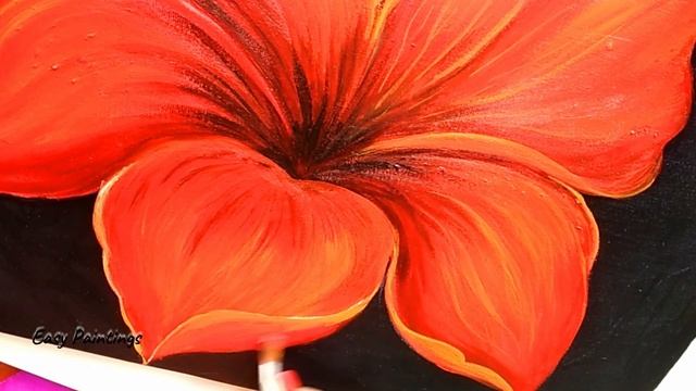 Step by Step Big Flower Painting Tutorial | Flower Acrylic Painting | Painting Hibiscus Flower ? смотреть онлайн