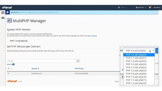 How to upgrade PHP version in cpanel using multi PHP selector смотреть онлайн