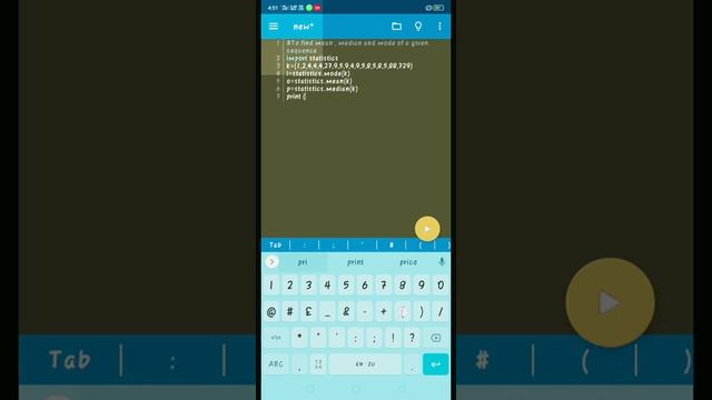 "To find mean , median & mode of a sequence "free python tutorial смотреть онлайн
