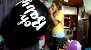 Extremely LOUD BIG BALLOON B2P 36" Qualatex Looner BLOW TO POP While Chewing BUBBLEGUM