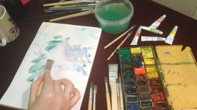 Рисуем дерево акварелью смотреть онлайн