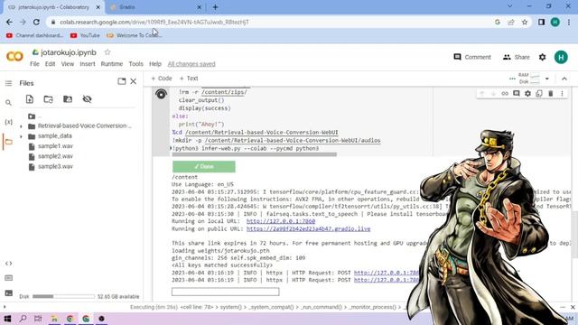 Jotaro Kujo AI Voice Model - RVC 1-CLICK Google Colab Setup смотреть онлайн